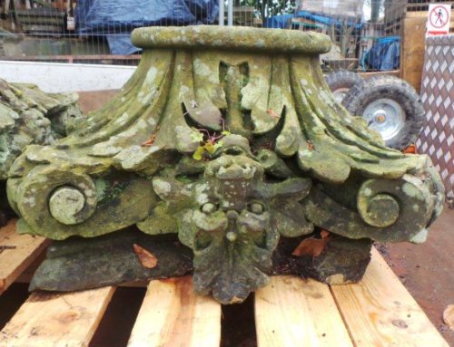 Very old Decorative stone pillar tops with lions heads SW537